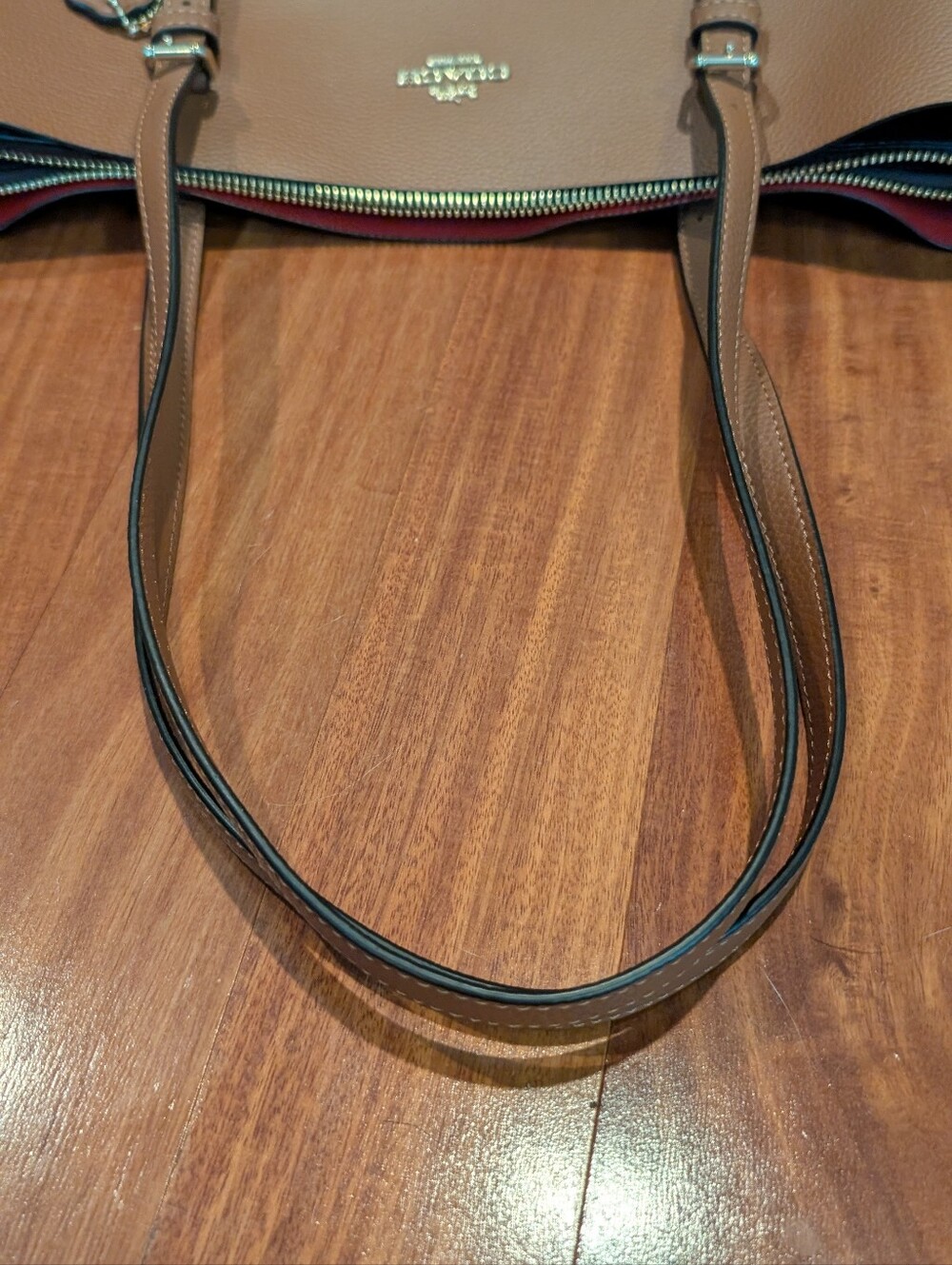 Coach Brown Pebbled Leather Tote with Gold Logo - Picture 7 of 7